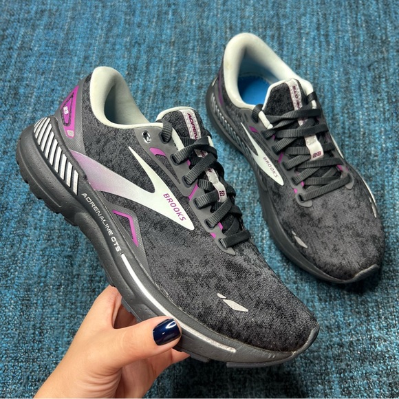 Brooks Adrenaline GTS 23 Running Shoes in Black Light Blue Purple - Picture 1 of 9
